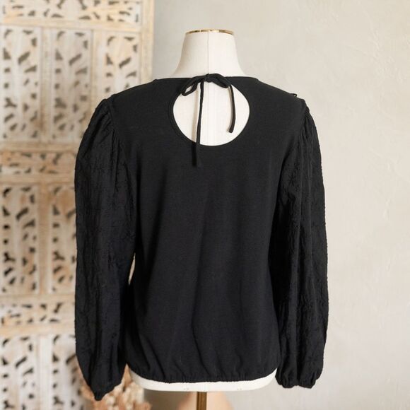 MARC New York Black Eyelet Lace Long Sleeve Shirt‎ size S - Picture 10 of 13